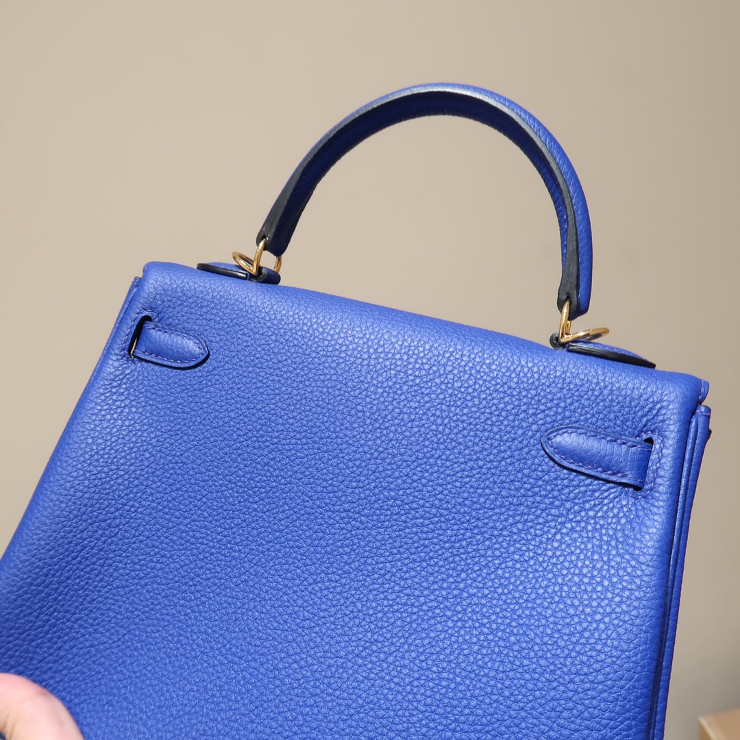 Hermes Kelly 25cm Handbag Shoulder Bag in Blue Togo Leather